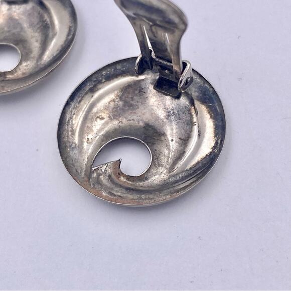 Art Nouveau Revival Style Swirl Circle Clip On Earrings - Picture 12 of 14